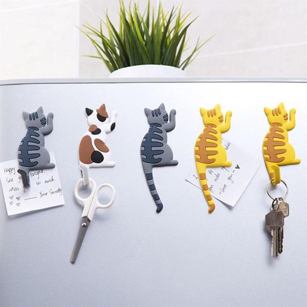 Cartoon PVC Cat Dog Tail Hook Multiuse Fridge Magnet