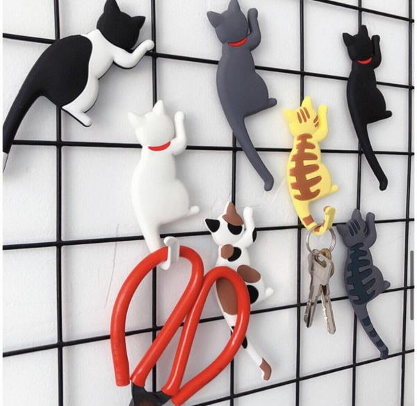 Cartoon PVC Cat Dog Tail Hook Multiuse Fridge Magnet