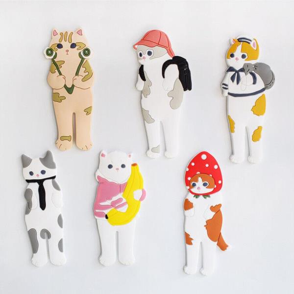 Cartoon PVC Cat Bent Leg Hook Multiuse Fridge Magnet