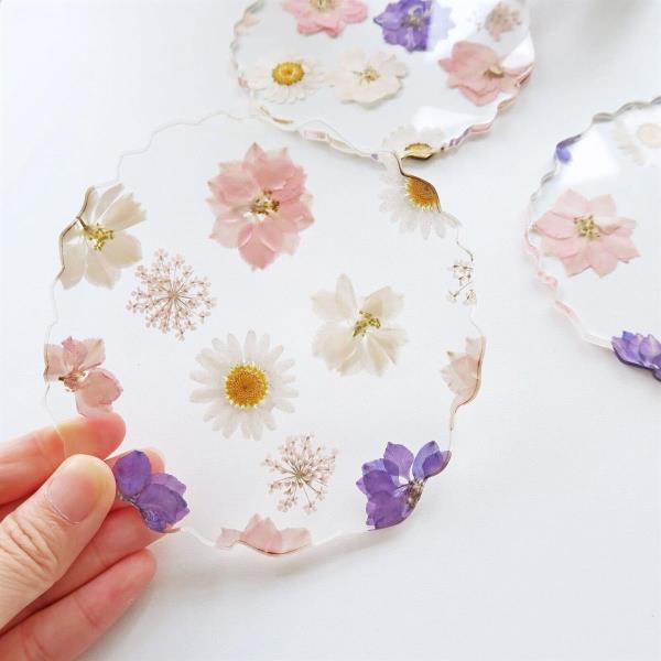 Fairy Dried Flower Acrylic Mug Drink Holder Coaster