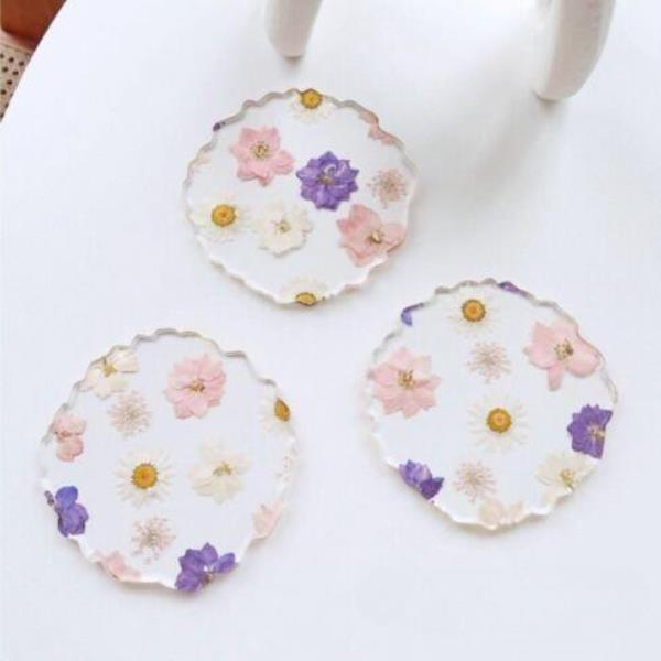 Fairy Dried Flower Acrylic Mug Drink Holder Coaster