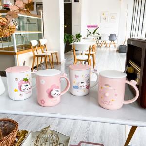 Modern Cartoon Ceramic Bear Drink Cup With Snack Plate