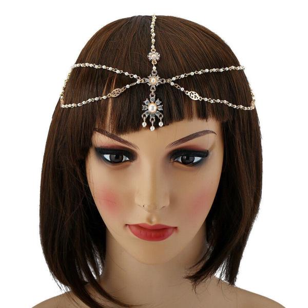 Gypsy Gold Tassel Circle Pearl Head Chain