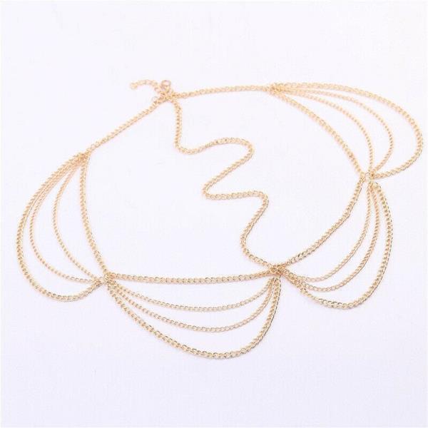 Gold Multi Tassel Pendant Multi Layer Head Chain