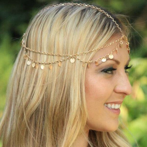 Gipsy Sequins Gold Tassel Head Chain