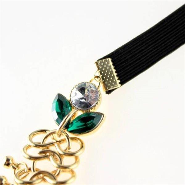 Retro Vintage Green Crystal Elastic Head Chain