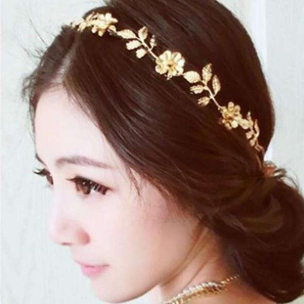 Gold Flower Leaf Elastic Head Chain