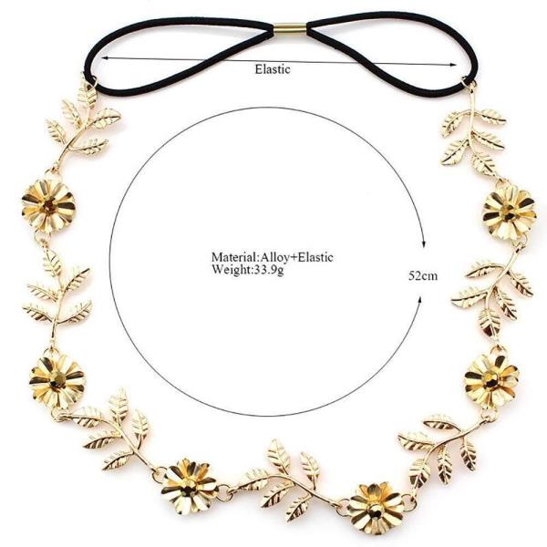 Gold Flower Leaf Elastic Head Chain