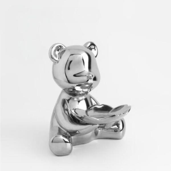 Nordic Modern Silver Plated Ceramic Bear Decoration