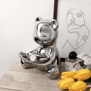 Nordic Modern Silver Plated Ceramic Bear Decoration