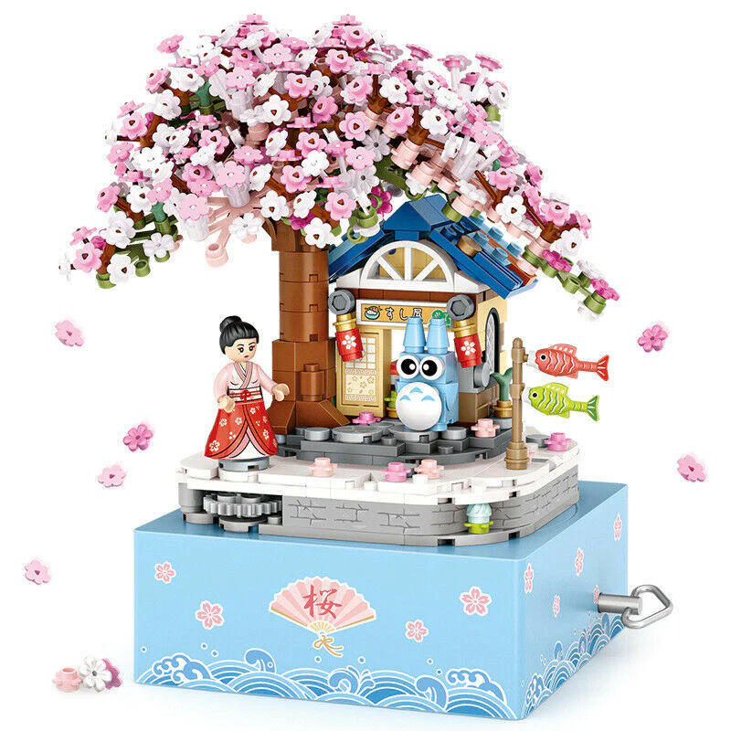 LOZ Mini Blocks Cherry Blossoms Flowers Rotating Music Box