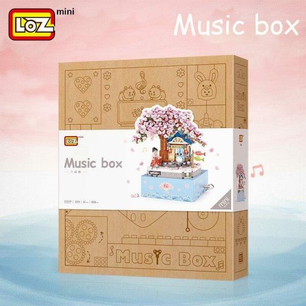 LOZ Mini Blocks Cherry Blossoms Flowers Rotating Music Box