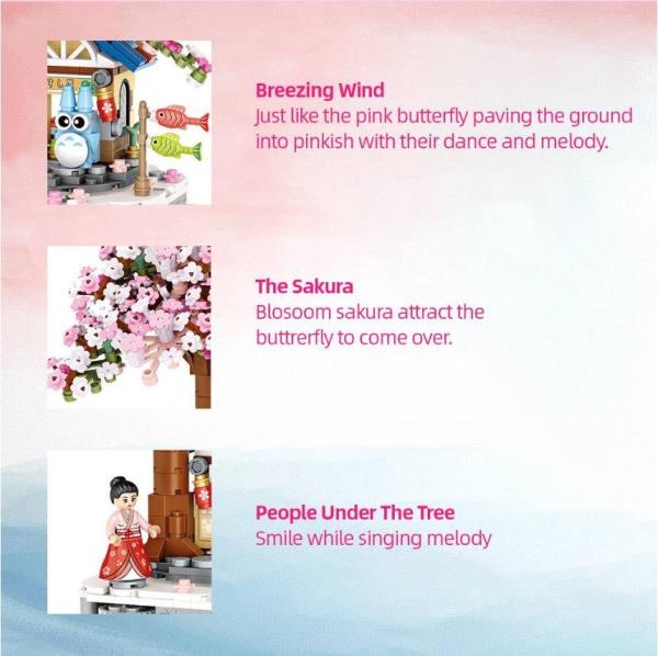 LOZ Mini Blocks Cherry Blossoms Flowers Rotating Music Box