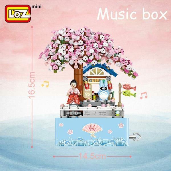 LOZ Mini Blocks Cherry Blossoms Flowers Rotating Music Box