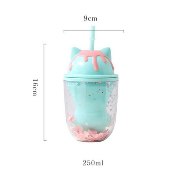 Bling Cat Paw Double Layered Sippy Water Cup