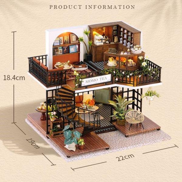 Modern Momo Tea Forest Teashop DIY Music Miniature Dollhouse