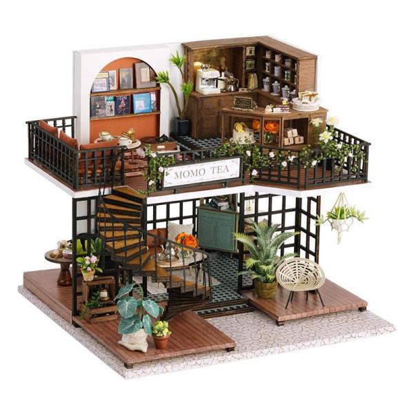 Modern Momo Tea Forest Teashop DIY Music Miniature Dollhouse