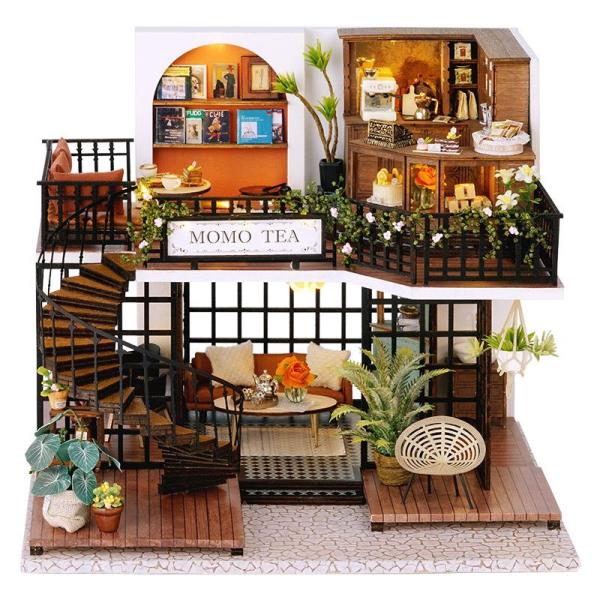 Modern Momo Tea Forest Teashop DIY Music Miniature Dollhouse