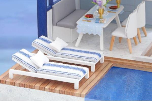 Modern Time Apartment Swimming Pool DIY Music Miniature Dollhouse