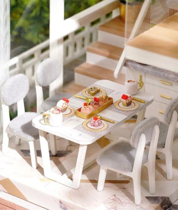 DIY Wooden Large Double Sided Garden Villa Music Miniature Dollhouse