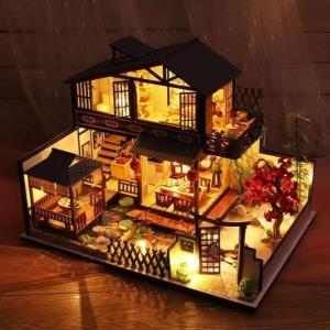 Big Japanese Sakura Traditional House LED Music Miniature Dollhouse