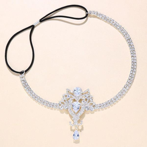 Silver Rhinestone Waterdrop Elastic Headband