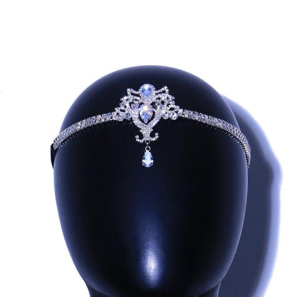 Silver Rhinestone Waterdrop Elastic Headband