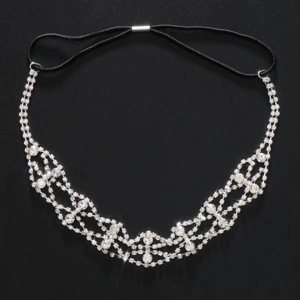 Silver Rhinestone Elastic Headband