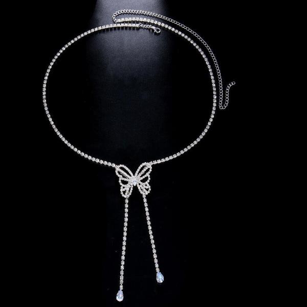 Silver Rhinestone Butterfly Choker