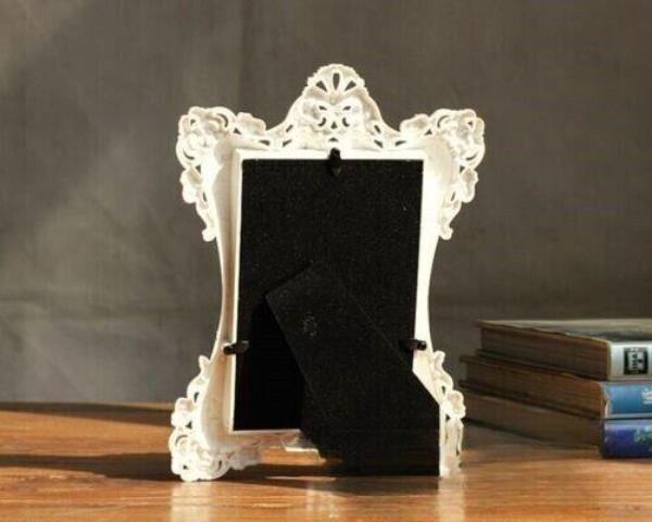 6 Inch Retro Vintage Off White Flower Resin Photo Frame