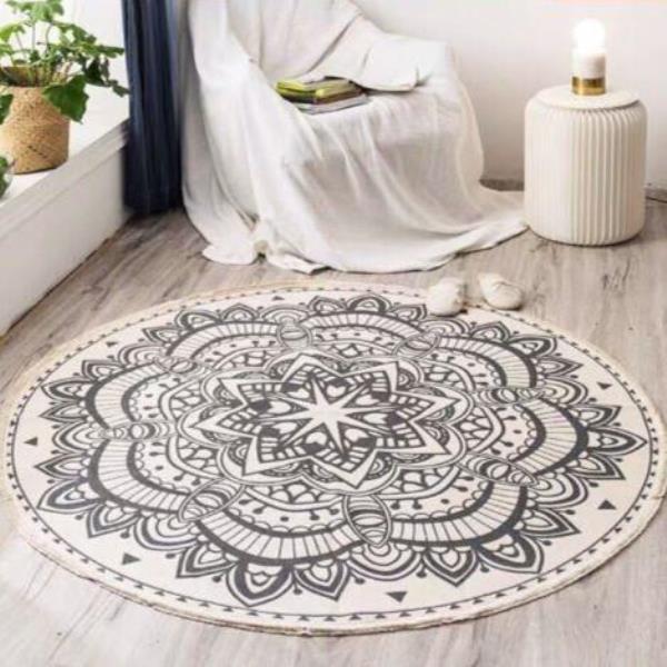 Bohemian Large Round Tassel Woven Knit Floor Rug