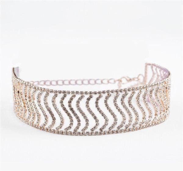 Glitter S Shape Wide Rhinestone Choker