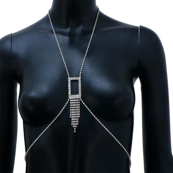 Rectangle Pedant Tassel Necklace Chest Body Chain