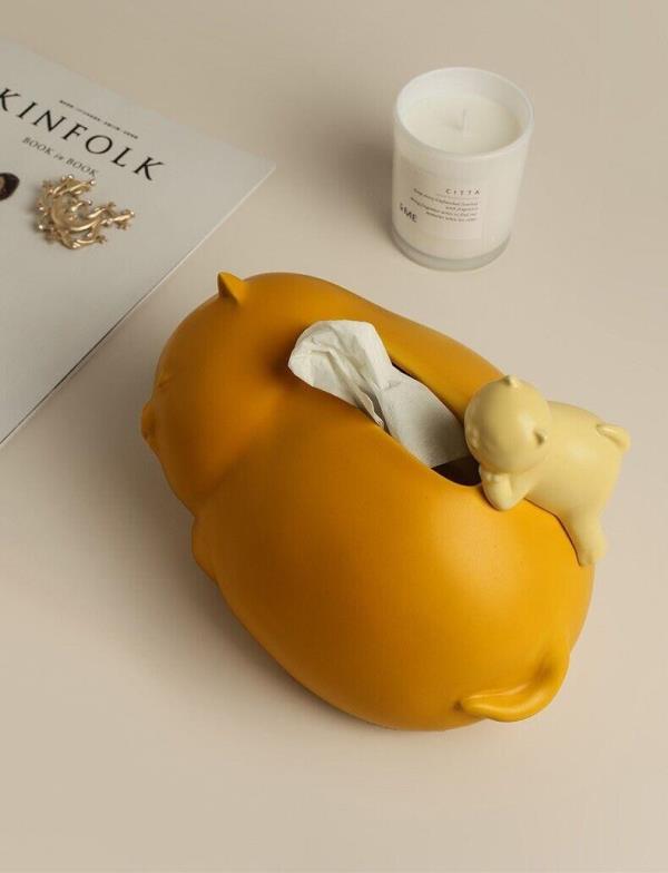 Orange Bear Ceramic Paper Tissue Box