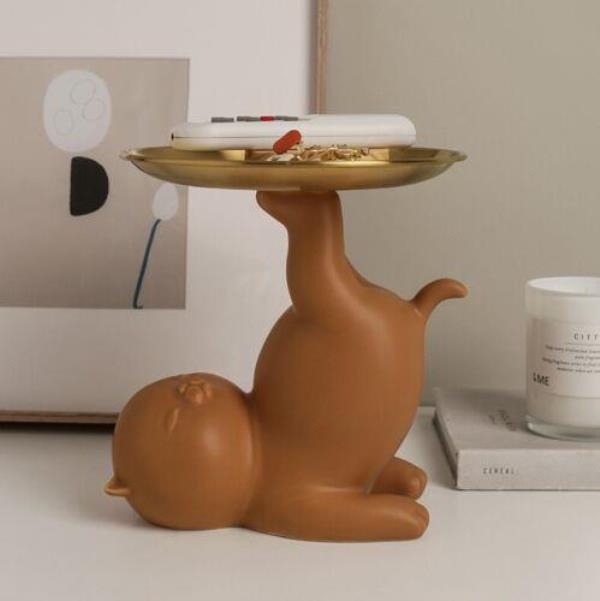 Ceramic Bear Figurine Novelty Plate Home Decoration