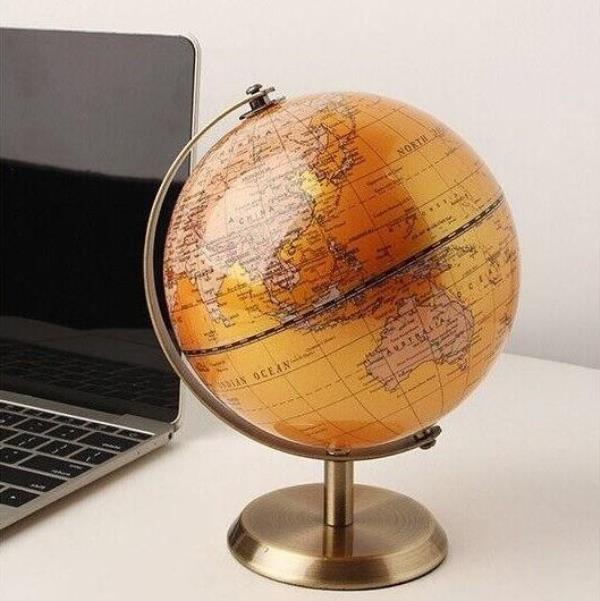 Nordic Small Yellow Resin World Map Rotate Globe