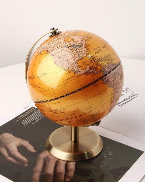 Nordic Small Yellow Resin World Map Rotate Globe