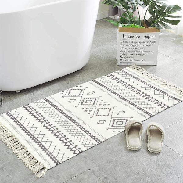 Bohemian Rectangle Tassel Woven Knit Floor Decor Rug