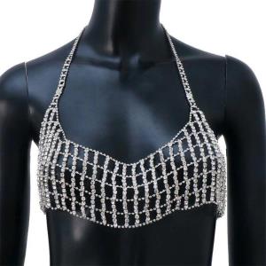 Rectangle Gem Tassel Bra Chest Body Chain 