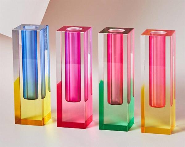 Nordic Modern Acrylic Glass Pillar Flower Vase