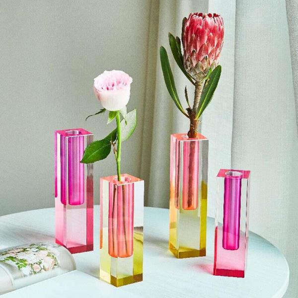 Nordic Modern Acrylic Glass Pillar Flower Vase