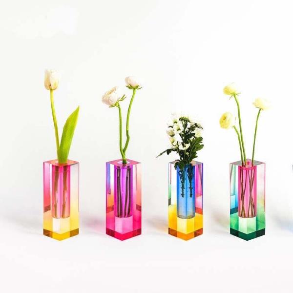 Nordic Modern Acrylic Glass Pillar Flower Vase