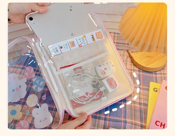 11 Inch PVC Cartoon Transparent Tablet Bag