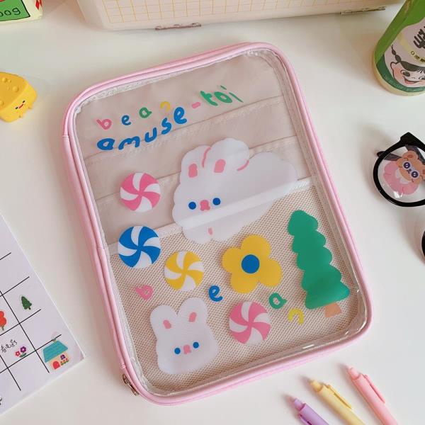 11 Inch PVC Cartoon Transparent Tablet Bag