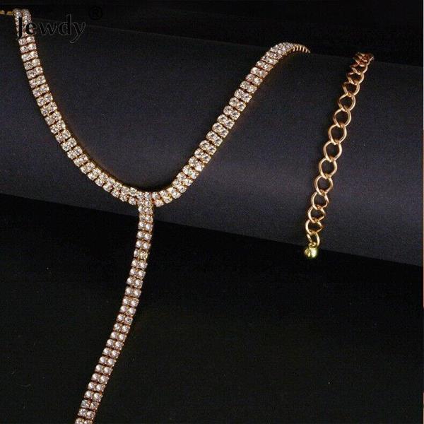 T Shape Crystal Long Necklace