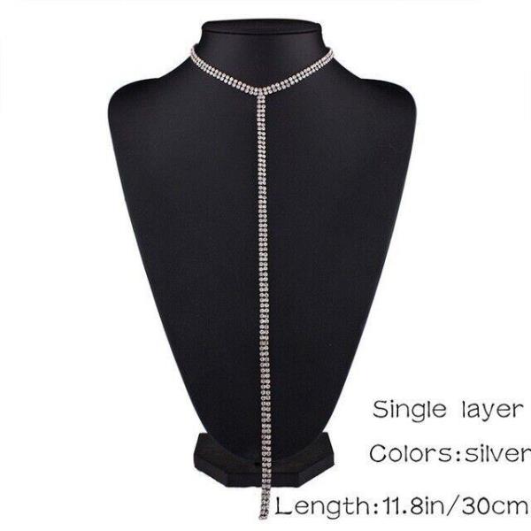 T Shape Crystal Long Necklace