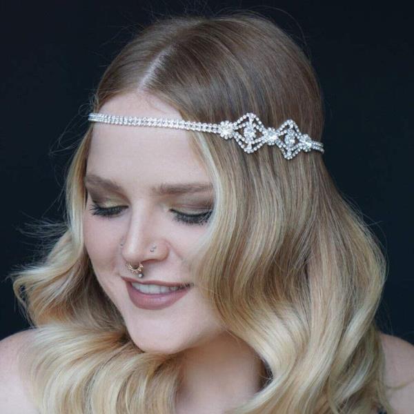 Retro Elastic Rhinestone Tassel Forehead Hair Chain