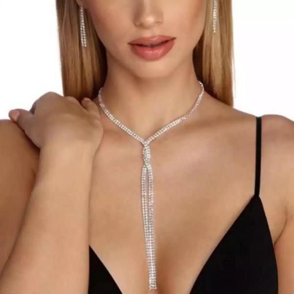 Twist Long Crystal Tassel Bikini Necklace