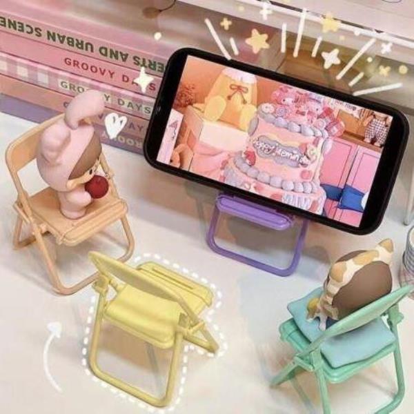 Solid Colour Foldable Mini Chair Phone Holder