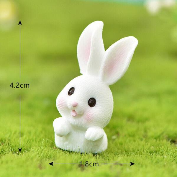 6 Cartoon Rabbit Carrot Resin Mini Sculpture Figurines